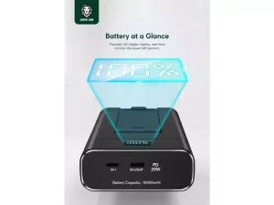 پاوربانک تایپ سی 20 وات 10000 و هولدر موبایل رومیزی گرین Green Lion 10000mAh Power Bank and Foldable Mobile Stand GNFLDPBSTBK