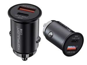 شارژ فندکی خودرو تایپ سی و یو اس بی کانفلون Konfulon C80Q Car Charger USB &amp; TYPE-C 2 Output