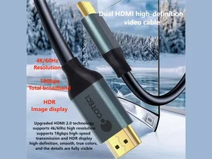 کابل دو سر اچ دی ام آی 2 متری کوتتسی Coteetci Two-way HDMi 2.0 4K 60Hz high-definition video cable 2m 87102