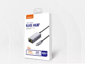 مبدل تایپ سی به پورت شبکه رسی Recci RH10 network port Type-c to RJ45 HUB