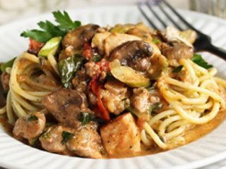 خوراک بادمجان با ماکارونی