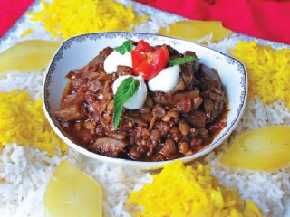 خورش بادمجان و عدس