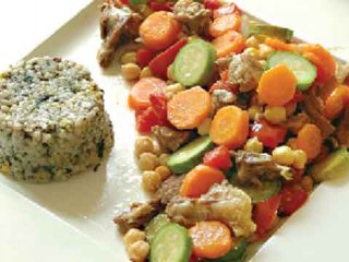 خوراك بره و سبزی ها