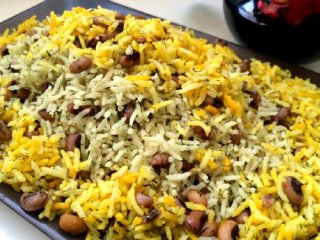 لوبیا چشم بلبلی پلو +طرز تهیه