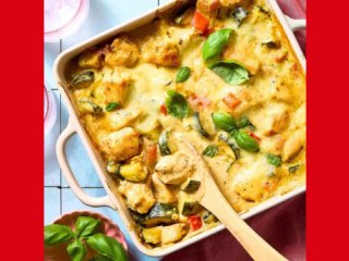 خوراک مرغ و کدو سبز