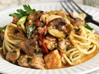 خوراک بادمجان با ماکارونی