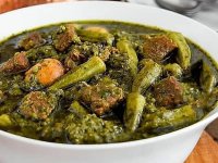 طرز تهیه خورش بامیه با سبزی