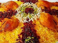 طرز تهیه زرشک پلو با رول مرغ شکم پر