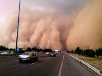 شروع طوفان شدید از دید هواپیما در آسمان تهران