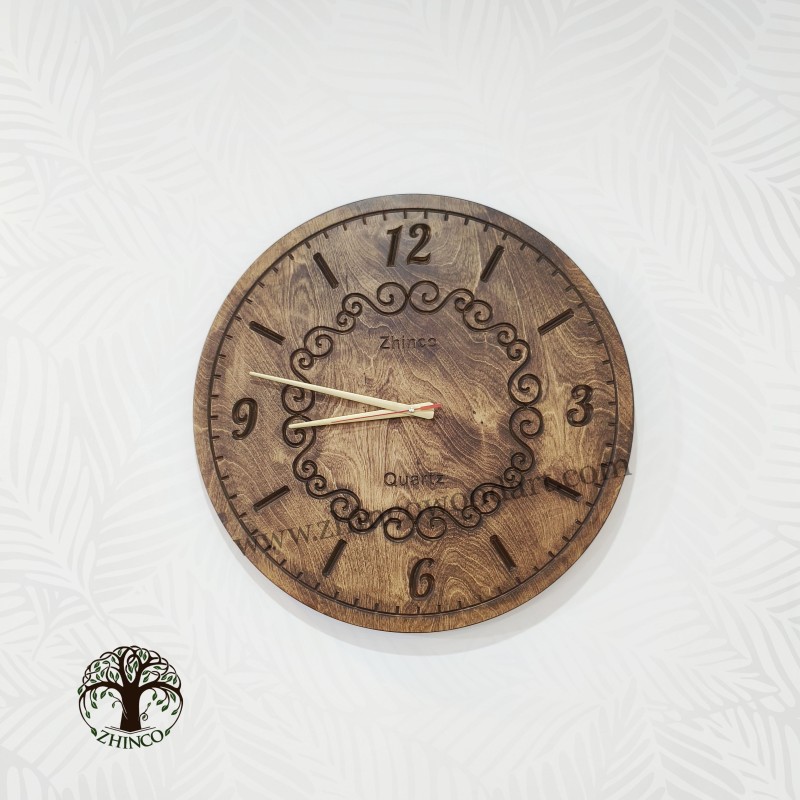 ساعت دیواری گرد چوبی