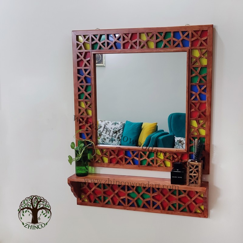 قاب آینه گره چینی مربع به همراه کنسول