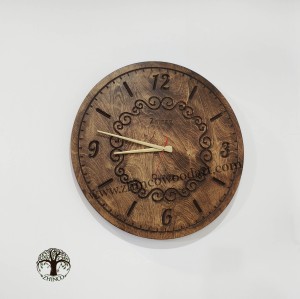 ساعت دیواری گرد چوبی