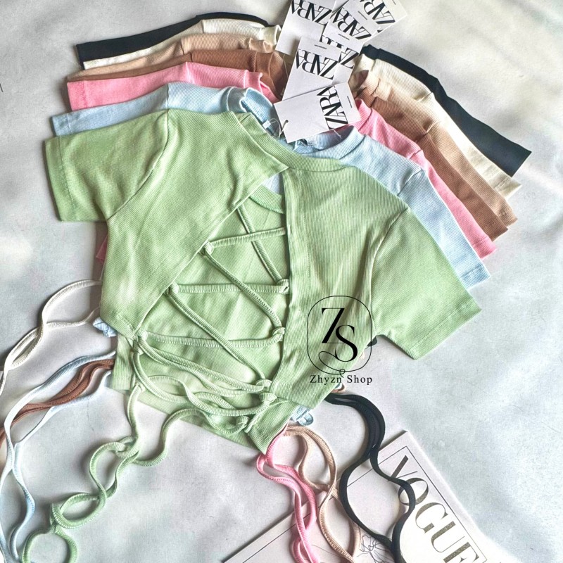 کراپ آستین کوتاه زارا پشت بندی کد ۰۱۳