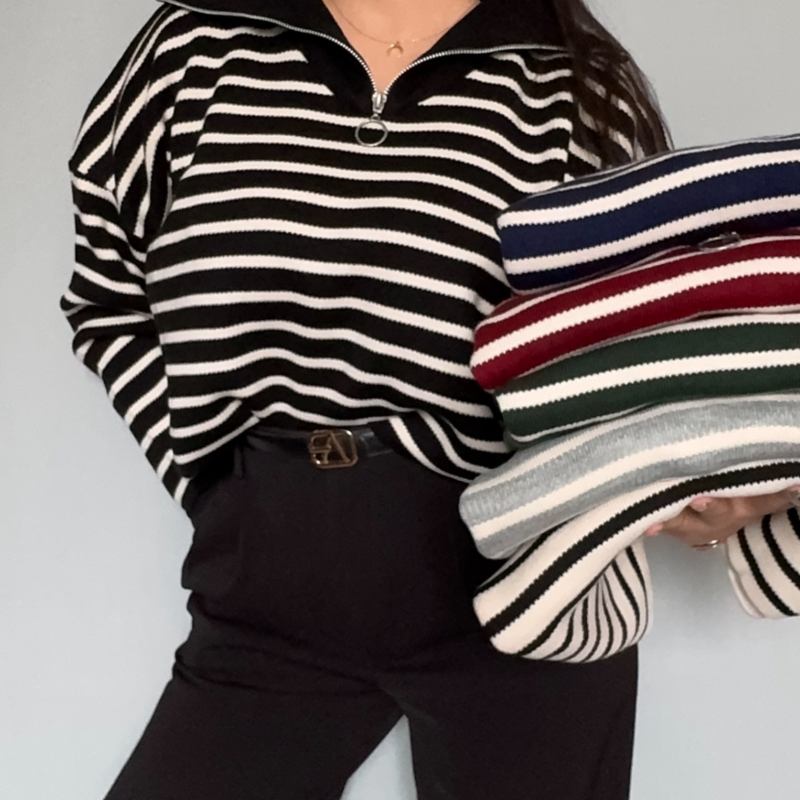 پلیور راه راه نیم زیپ کد ۴۲۴