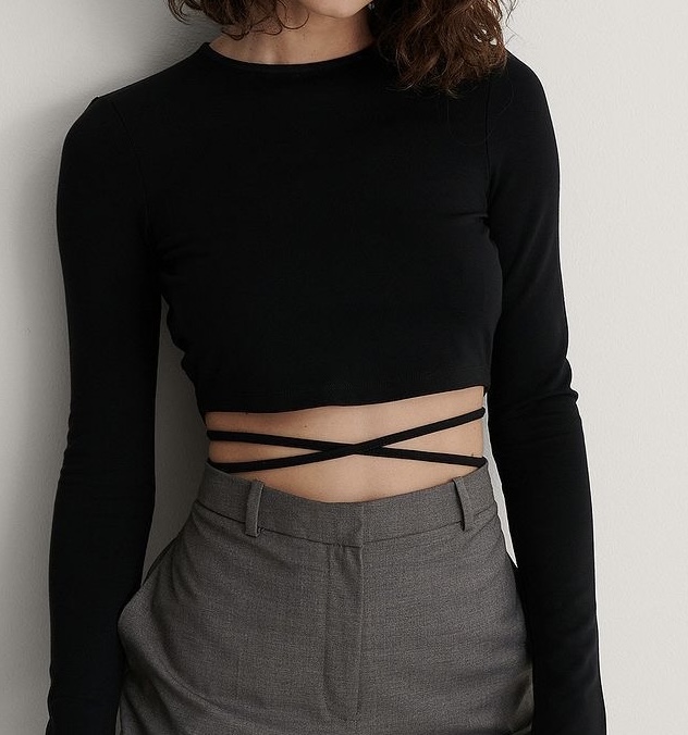 کراپ استین بلند کمر بنددار کد ۳۰۷