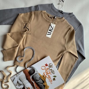 کراپ استین بلند کمر بنددار کد ۳۰۷