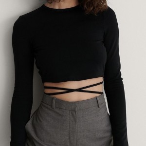 کراپ استین بلند کمر بنددار کد ۳۰۷