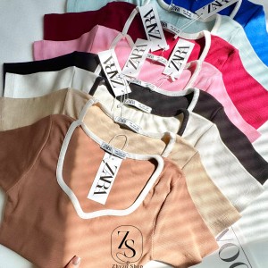 تیشرت یقه دلبری زارا ZARA کد ۴۲۰