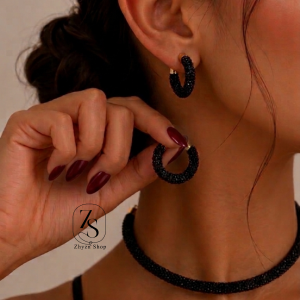 ست چوکِر و گوشواره micro-crystal مشکی برند Iam