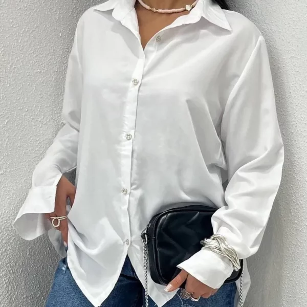 شومیز زنانه سفید داکرون پنبه‌ای