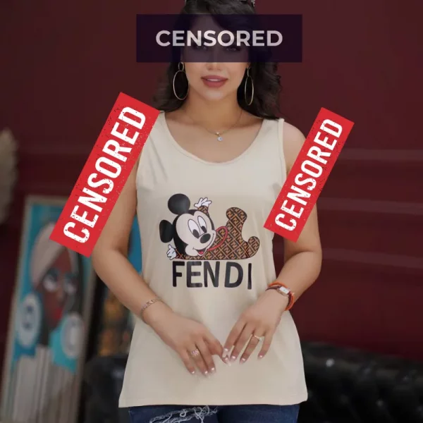 تاپ زنانه حلقه‌ای طرح میکی موس فندی