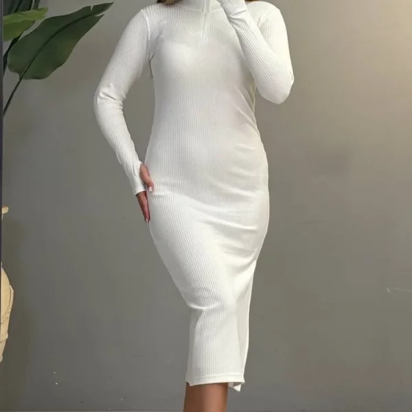 سارافون یقه ایستاده نیم زیپ استین  فینگردار