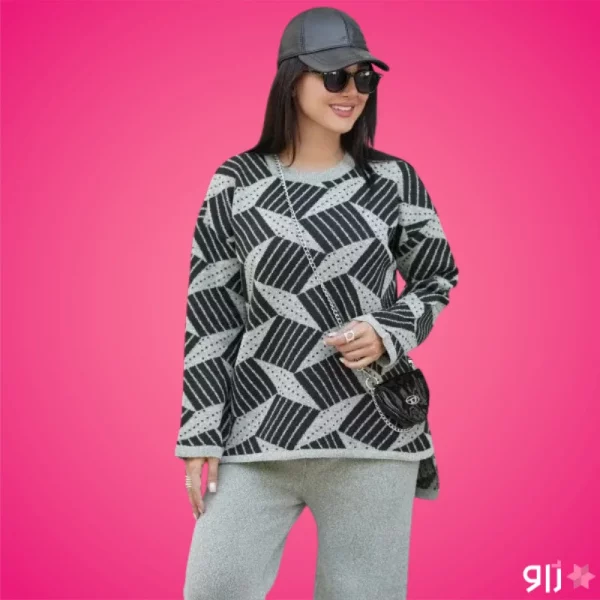 ست بافت زنانه مدل آجری