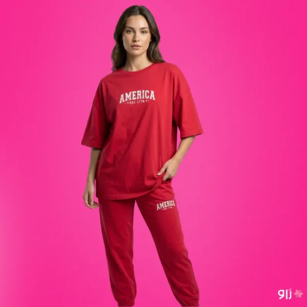 ست زنانه تیشرت لانگ و شلوار