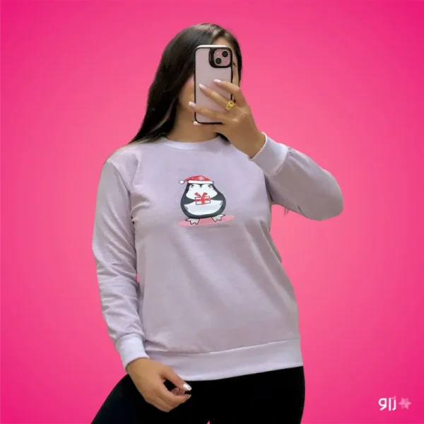 بلوز دورس ملانژ طرح پنگوئن زنانه