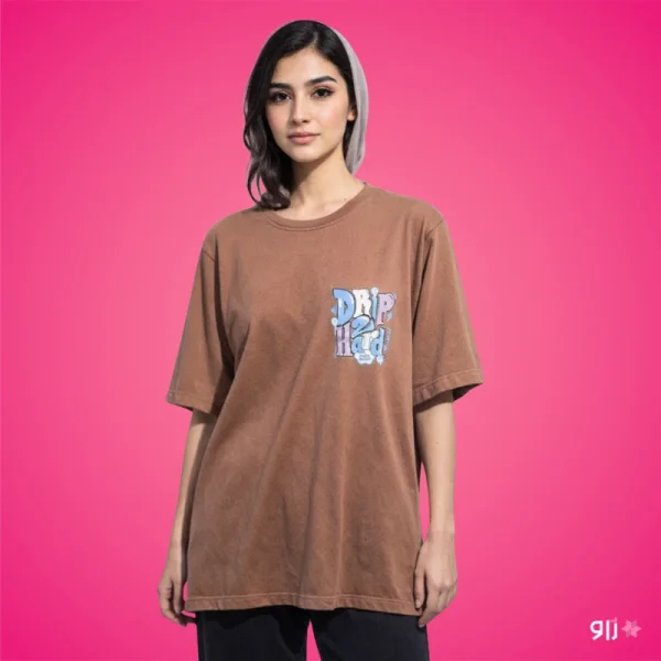 تیشرت زنانه لانگ طرح drip 2 hard