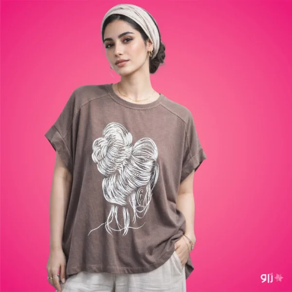 تیشرت نخی نگینی زنانه مدل دختر