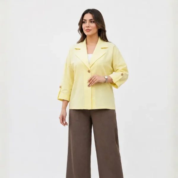 کت باکسی زنانه لینن وارداتی مدل دلوان