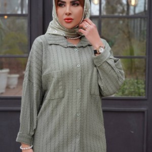 شومیز مانتویی زنانه دو‌جیب پارچه مراکشی