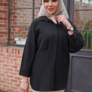 شومیز مانتویی زنانه دو‌جیب پارچه مراکشی