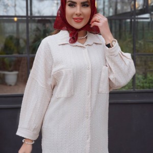شومیز مانتویی زنانه دو‌جیب پارچه مراکشی