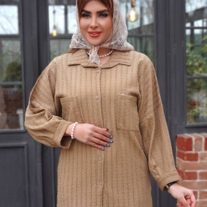 شومیز مانتویی زنانه دو‌جیب پارچه مراکشی