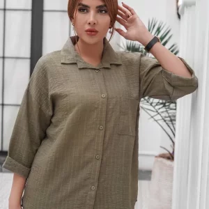 شومیز زنانه پشت‌ دکمه شانتون ژاکارد