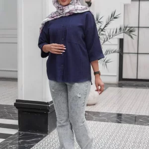 شومیز زنانه پشت‌ دکمه شانتون ژاکارد