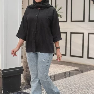 شومیز زنانه پشت‌ دکمه شانتون ژاکارد