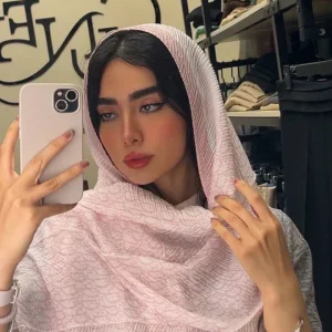 شال پلیسه صورتی چاپی مدل الی