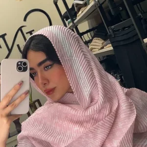 شال پلیسه صورتی چاپی مدل الی