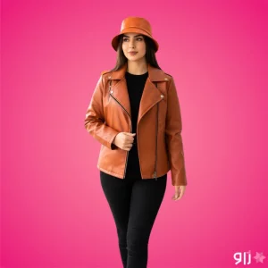 کت چرم زنانه کراپ مدل ماربل