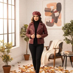 کت چرم زنانه مدل کراپ