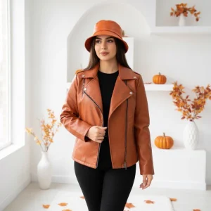 کت چرم زنانه مدل کراپ