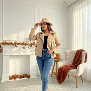 کت چرم زنانه مدل کراپ