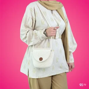 مانتو جلو بسته طرحدار طلایی زنانه