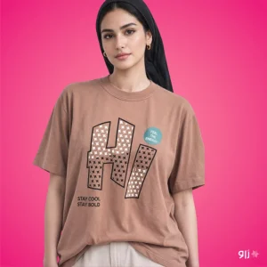 تیشرت باکسی زنانه مدل Hi