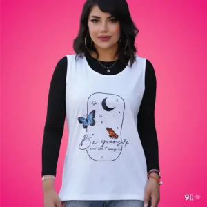 تاپ زنانه حلقه‌ای طرح پروانه فانتزی