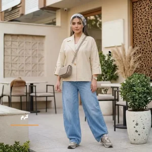 کت باکسی زنانه لینن وارداتی مدل دلوان