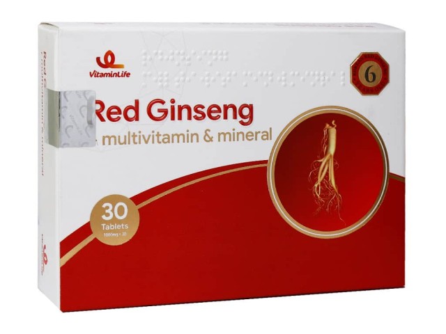 قرص رد جینسینگ پاور مولتی ویتامین و مینرال ویتامین لایف ۳۰ عدد